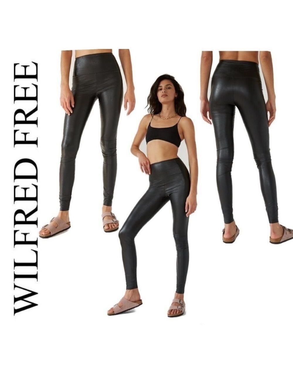 Aritzia Wilfred Free Black Daria Faux leather leggings high waisted Sz XS